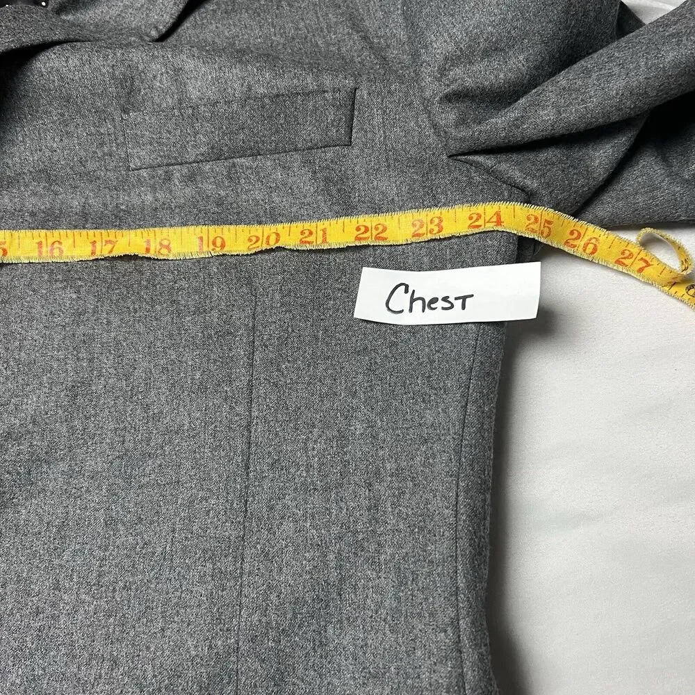 Samuelsohn 100% Wool SB Gable Super 120's Sport Coat Blazer Custom Size 44R Gray